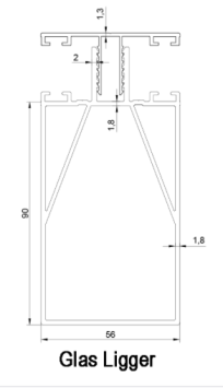 Ligger / Glas / Met Deksel / Per Meter