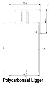 Ligger / Polycarbonaat / Met Deksel / Per Meter